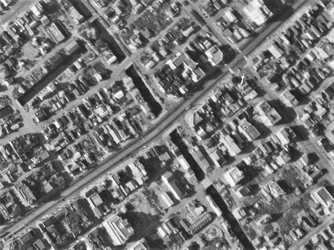 昭和22年の航空写真（USA-M451-36【鞍掛橋部分】国土地理院Webサイトより）の画像。